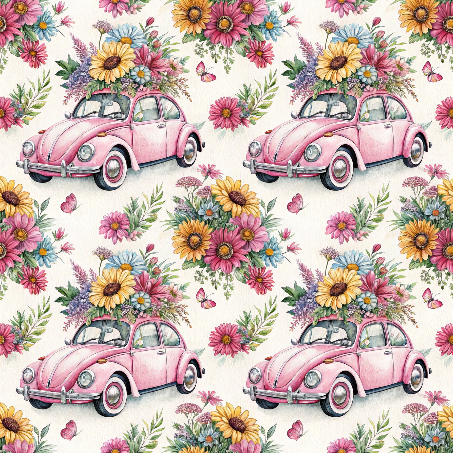 Daily Deal: Bug and Flowers Pattern 1 Quilting Cotton Fabric - 45" x 3 Yards"