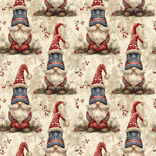 Daily Deal: Classic Christmas Gnomes Pattern 5 Quilting Cotton Fabric - 45" x 1 Yard"