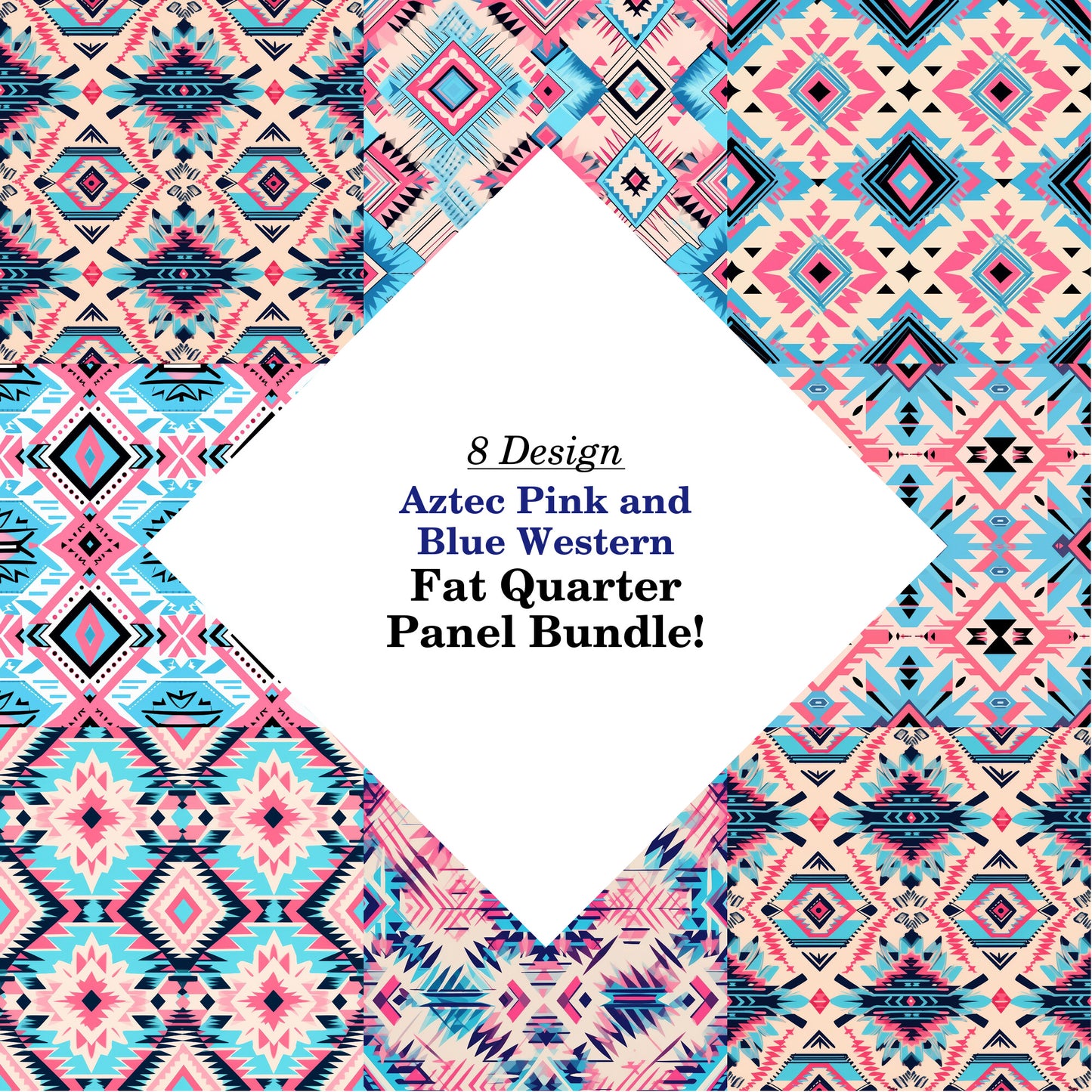 Aztec Pink and Blue Western Fat Quarter Bundle