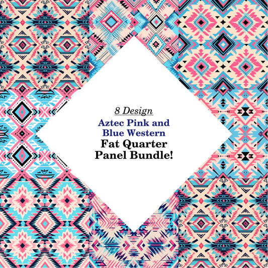 Aztec Pink and Blue Western Fat Quarter Bundle