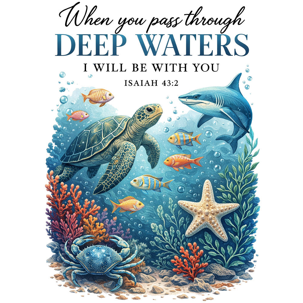 Deep Waters Faith Bible Verse Fabric Panel 1
