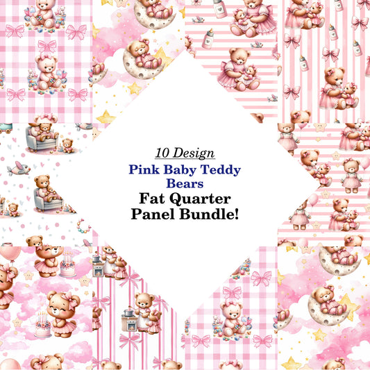 Pink Baby Teddy Bears Fat Quarter Bundle