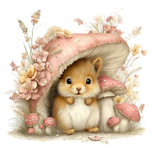 Whimsical Summer Squirrel Fabric Panel 37
