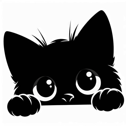 Peeking Black Cat Fabric Panel 15