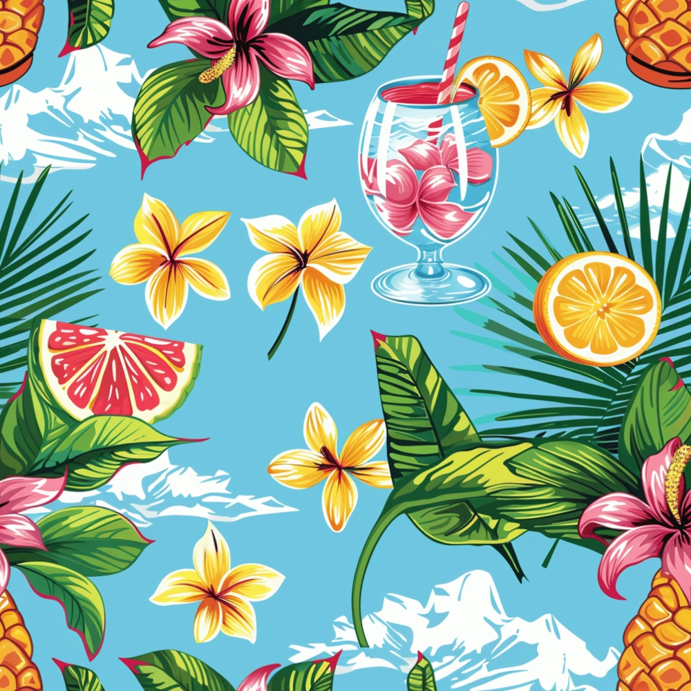 Daily Deal: Tropical Summer Beach Pattern 1 Quilting Cotton Fabric - 45" x 0.5 Yards"