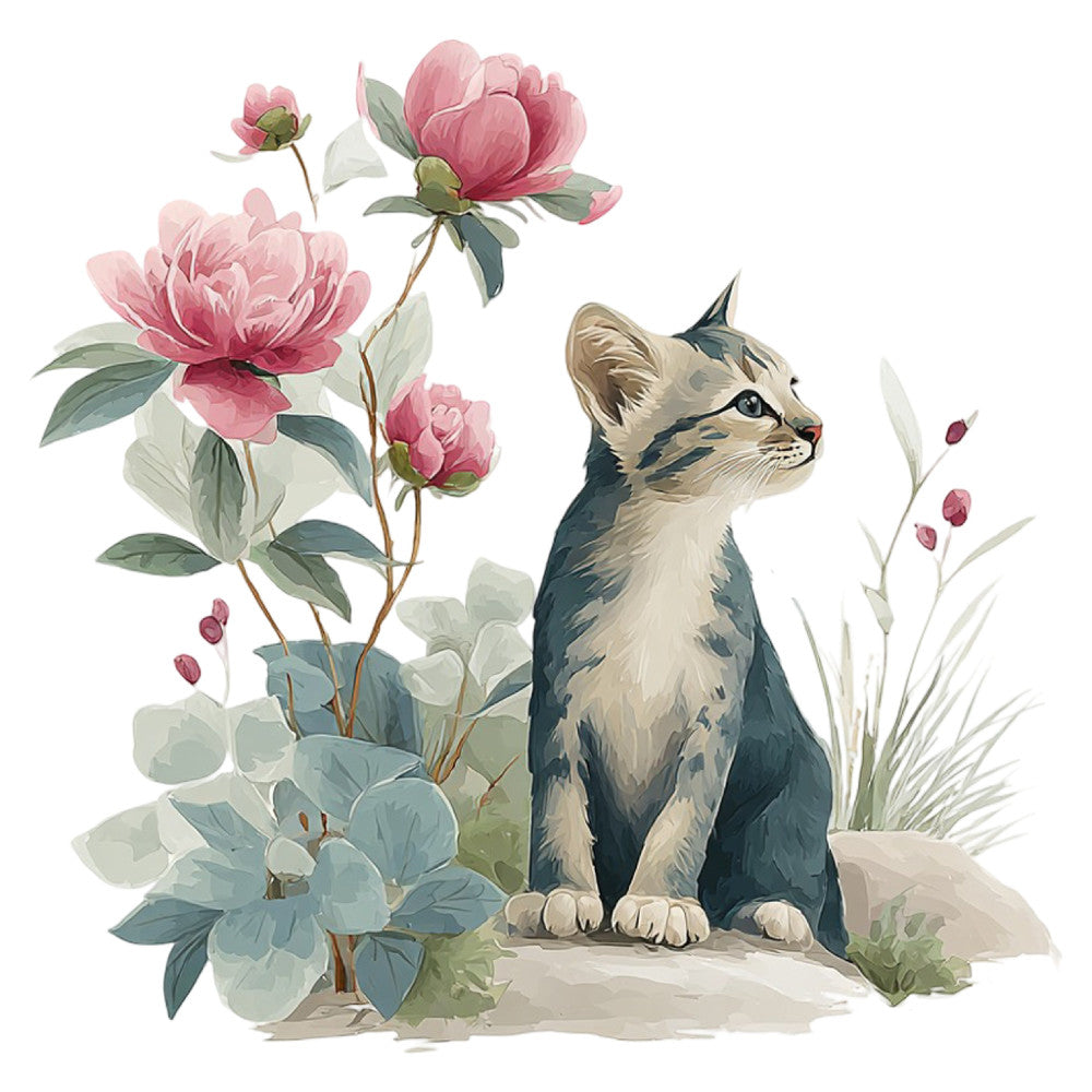Watercolor Kitten Fabric Panel 17