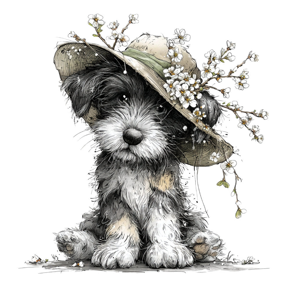 Whimsical Spring Dogs Fabric Panel 22