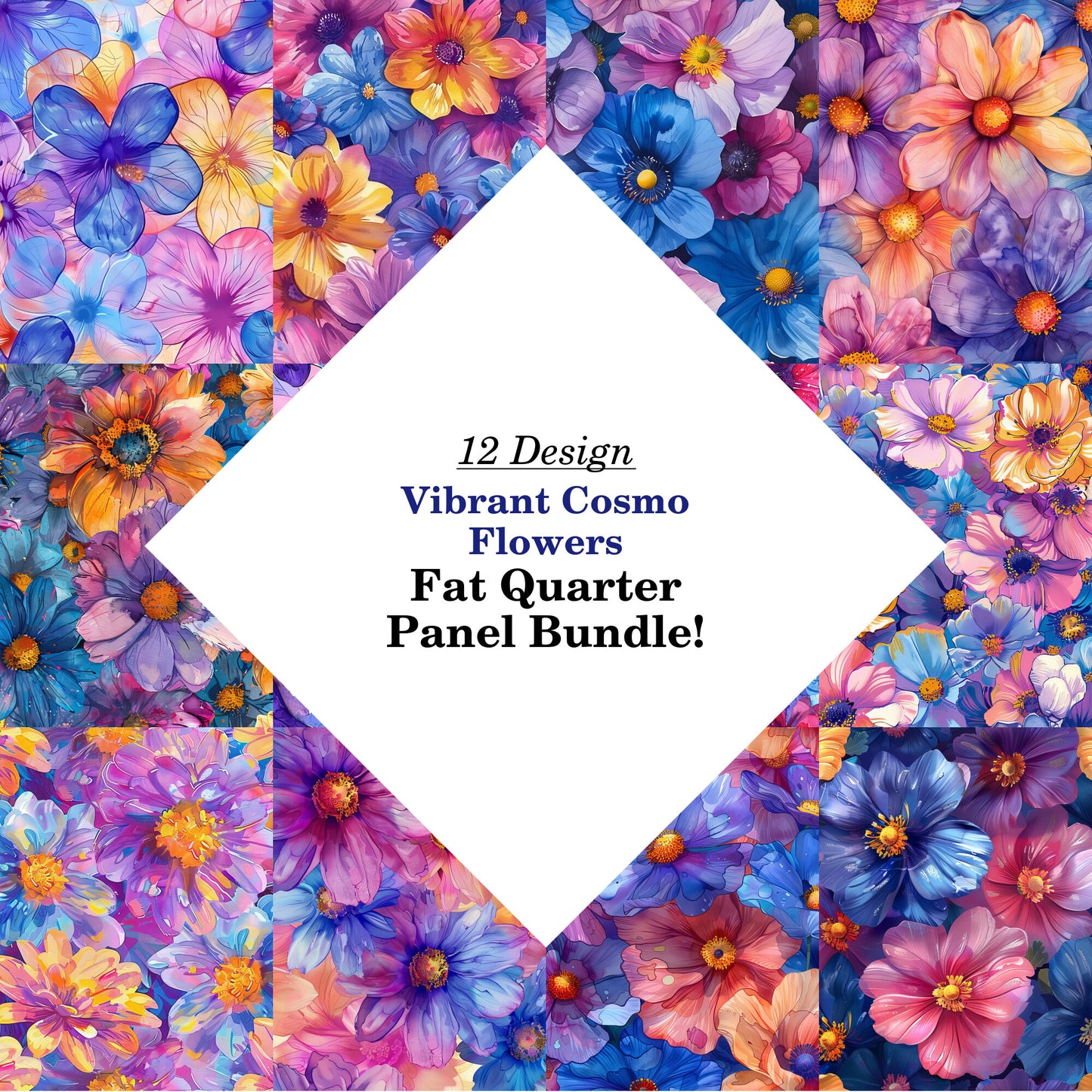 Vibrant Cosmo Flowers Fat Quarter Bundle