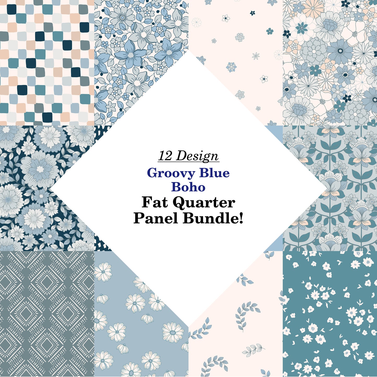Groovy Blue Boho Fat Quarter Bundle