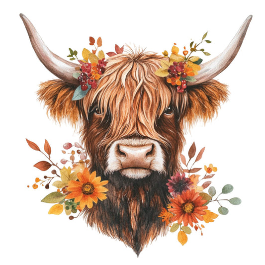 Autumn Highland Cow Fabric Panel 13