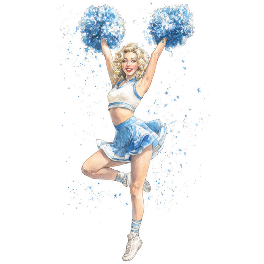 Watercolor Cheerleaders Fabric Panel 5