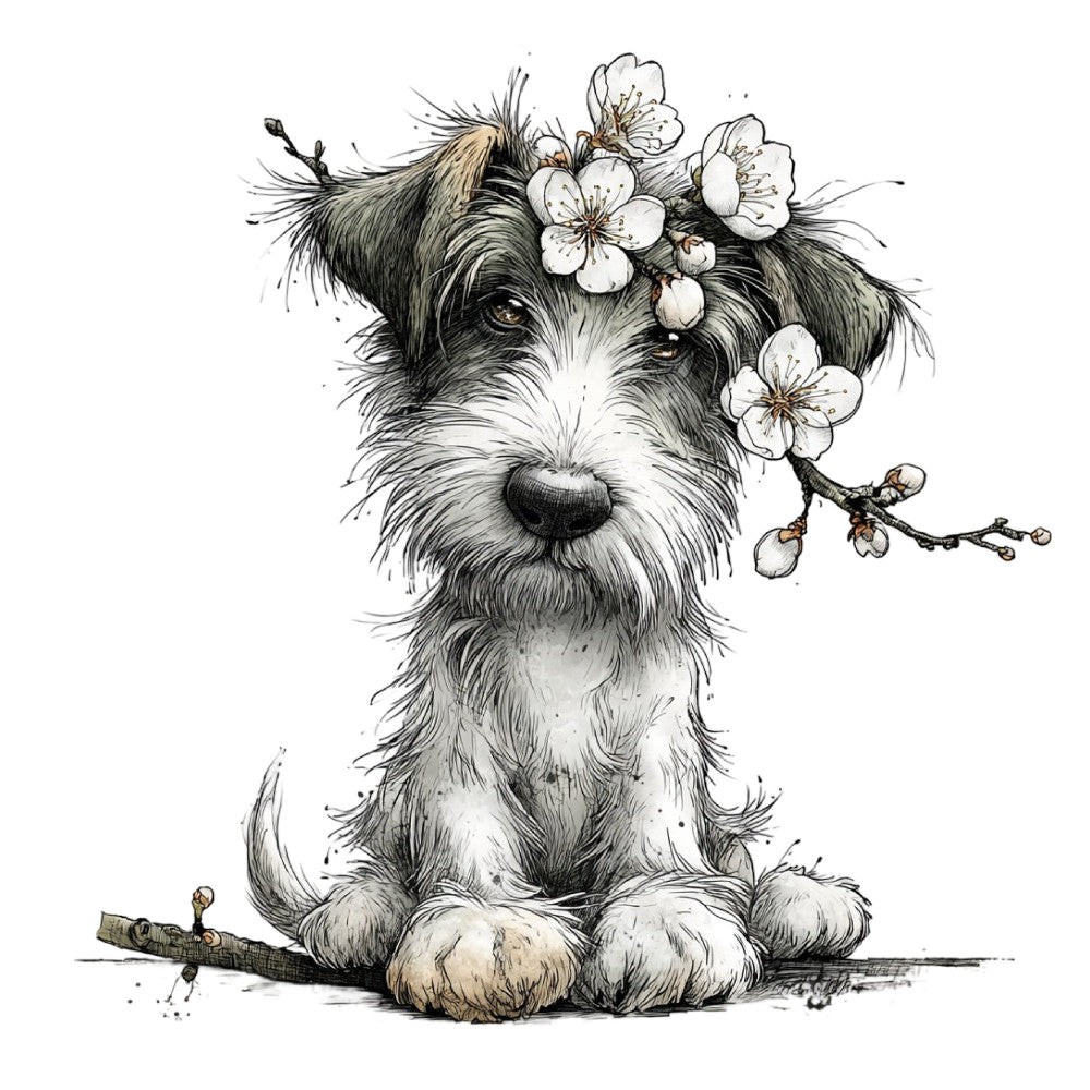Whimsical Spring Dogs Fabric Panel 14