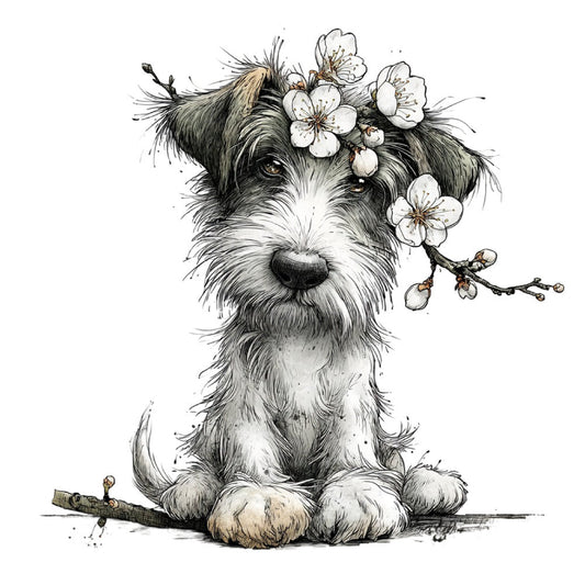 Whimsical Spring Dogs Fabric Panel 14