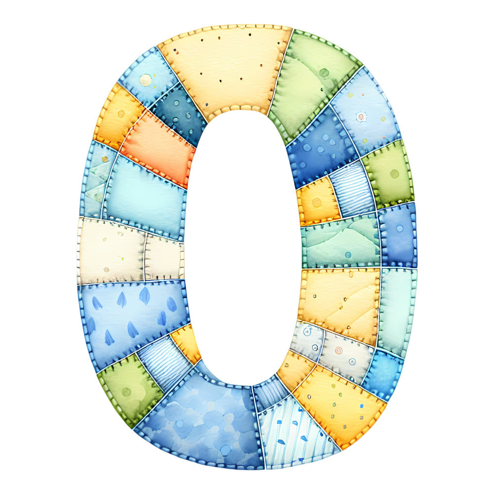 Blue Patchwork Alphabet Fabric Panel 23