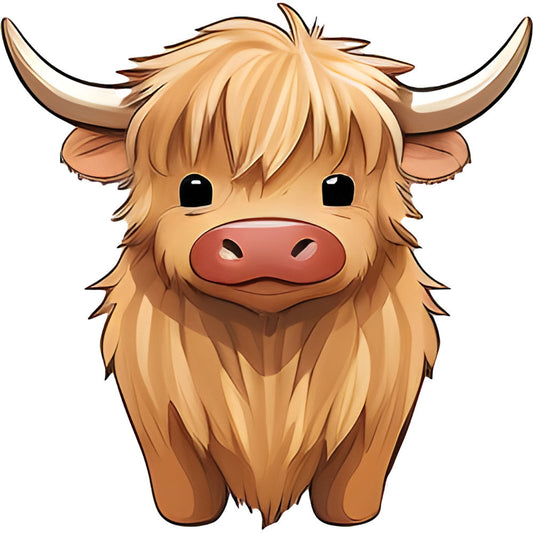 Cartoon Highland Cows Fabric Panel 9
