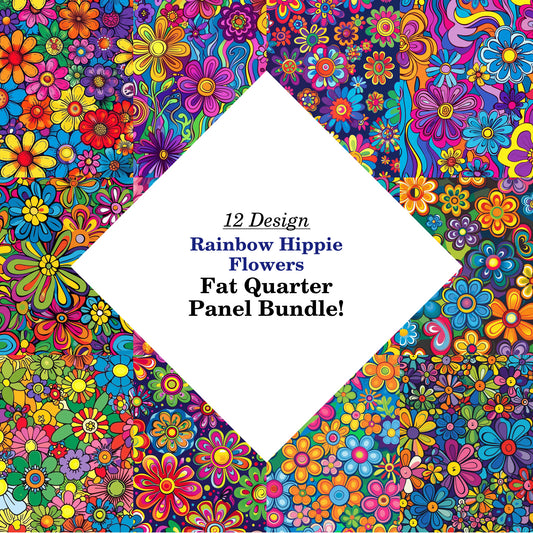Rainbow Hippie Flowers Fat Quarter Bundle