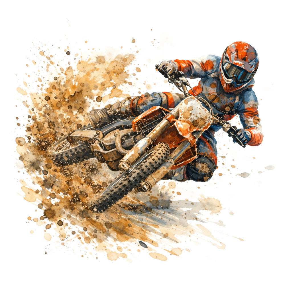 Watercolor Dirt Bike Fabric Panel 6