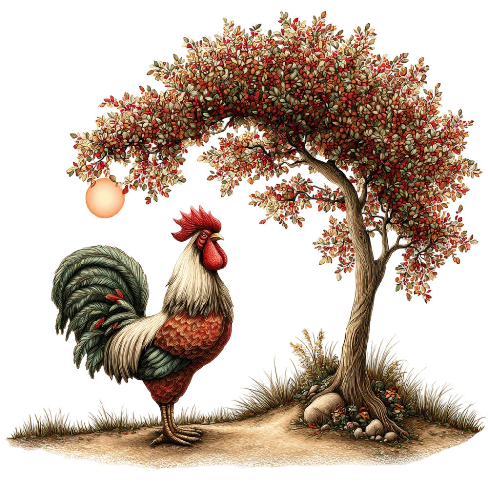 Whimsical Autumn Rooster Fabric Panel 10