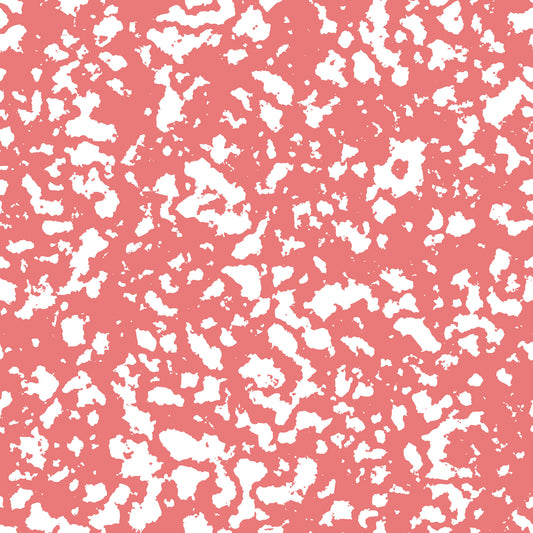 coral pink, white, grunge pattern, distressed texture, speckled design, abstract spots, weathered look, vintage style, quilting cotton, fabric panel, rough texture, splattered effect, aged appearance, mottled surface, artistic pattern, contemporary design, crafting material, sewing fabric, modern grunge, textured background