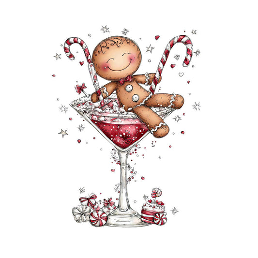 Whimsical Christmas Cocktail Fabric Panel 11