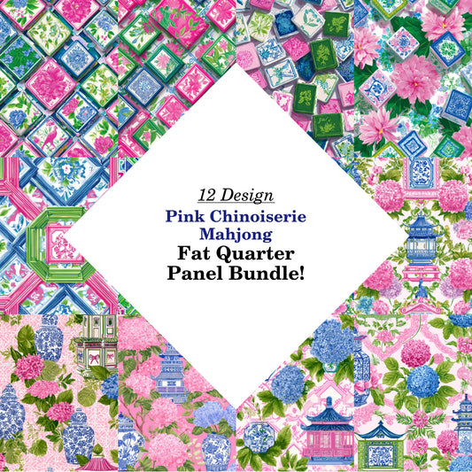 Pink Chinoiserie Mahjong Fat Quarter Bundle