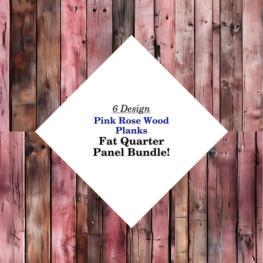 Pink Rose Wood Planks Fat Quarter Bundle