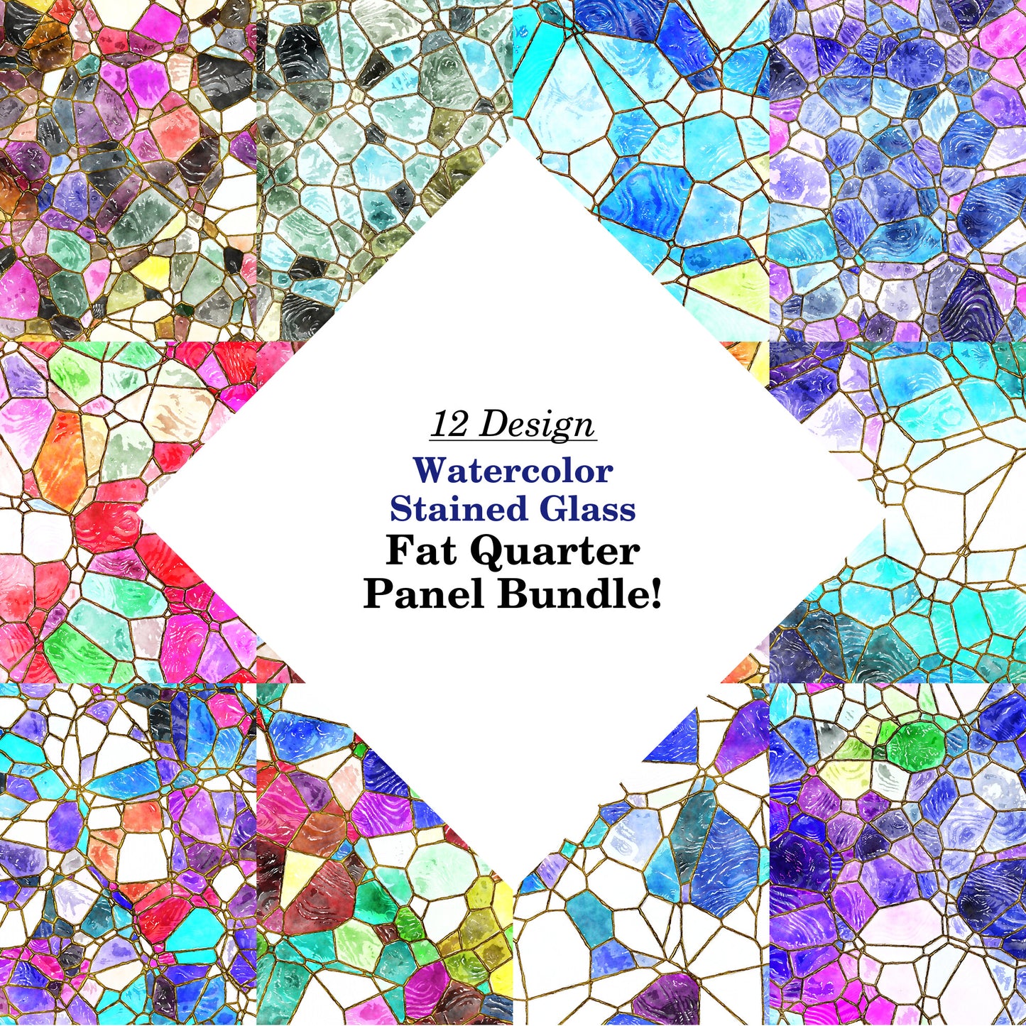 Watercolor Stained Glass Fat Quarter Bundle