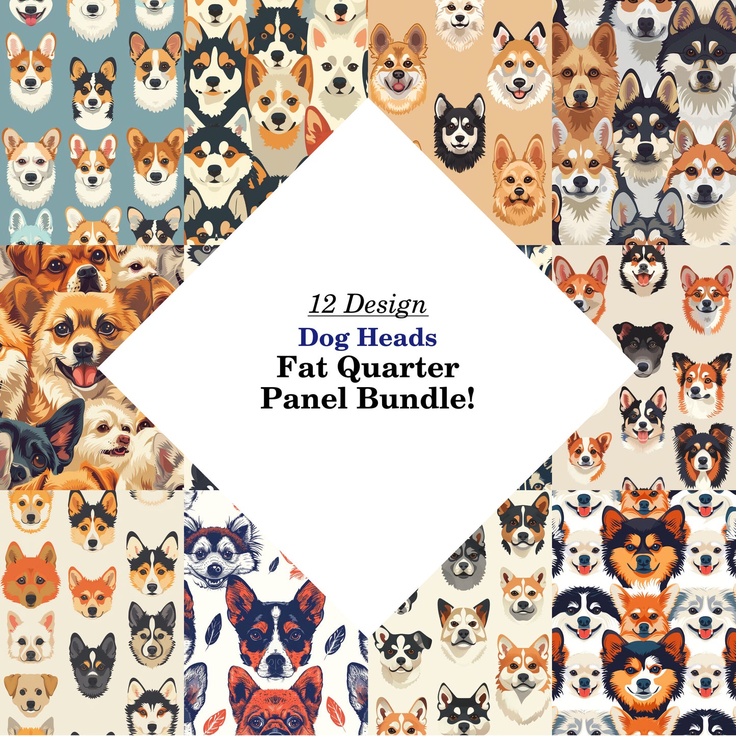Dog Heads Fat Quarter Bundle