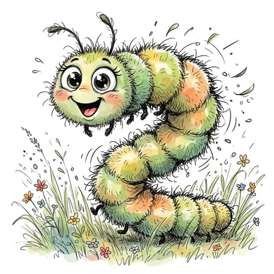 Summer Whimsical Caterpillar Fabric Panel 3