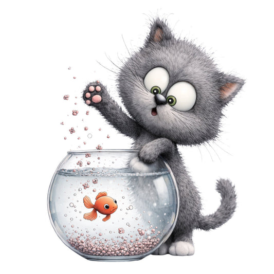 Cute Gray Cat Fabric Panel 12