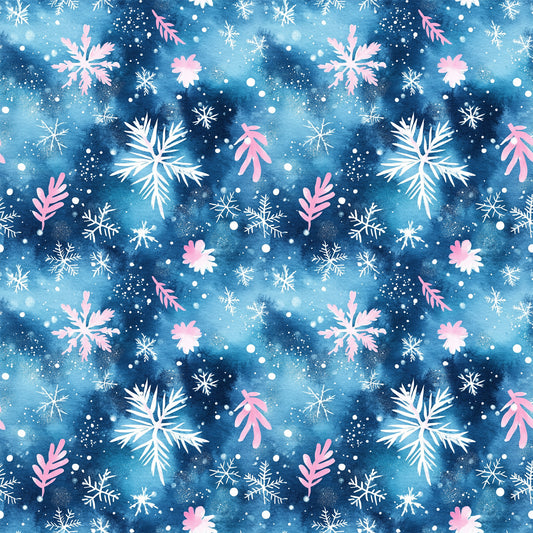 Watercolor Blue Christmas Pattern 10 Quilting Cotton Fabric