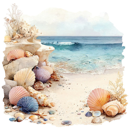 Colorful Seashell Fabric Panel 4