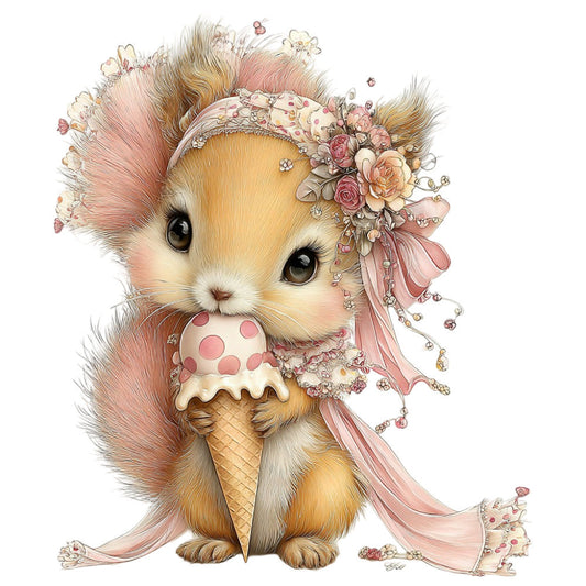 Whimsical Summer Squirrel Fabric Panel 44