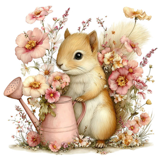 Whimsical Summer Squirrel Fabric Panel 5