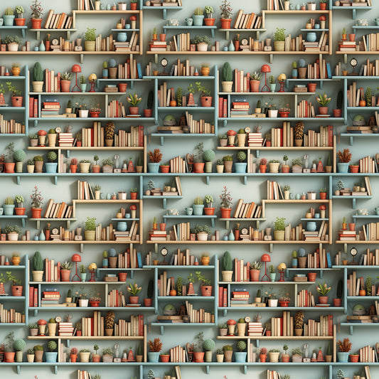Daily Deal: Bookshelf Pattern 9 Quilting Cotton Fabric - 45" x 2 Yards"