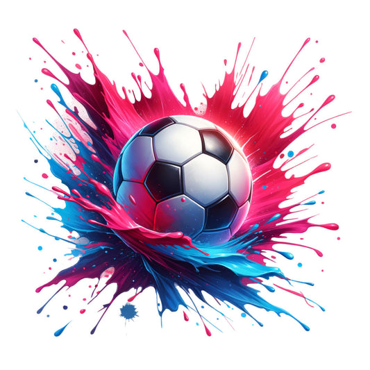 Watercolor Soccer Ball and Splash Fabric Panel 7