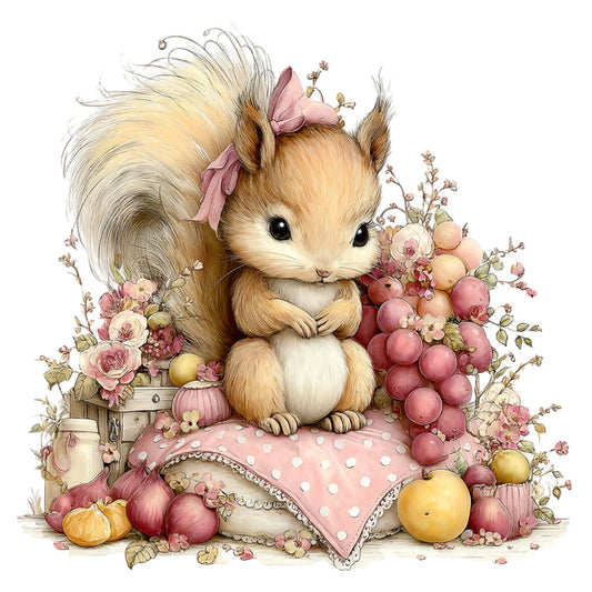 Whimsical Summer Squirrel Fabric Panel 7