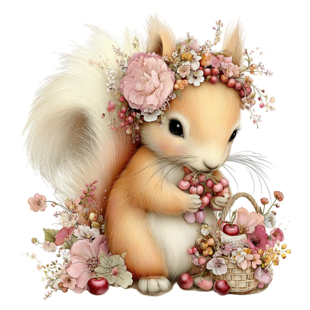 Whimsical Summer Squirrel Fabric Panel 53