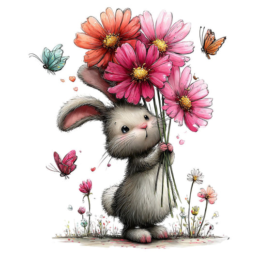 Whimsical Summer Bunny Fabric Panel 28