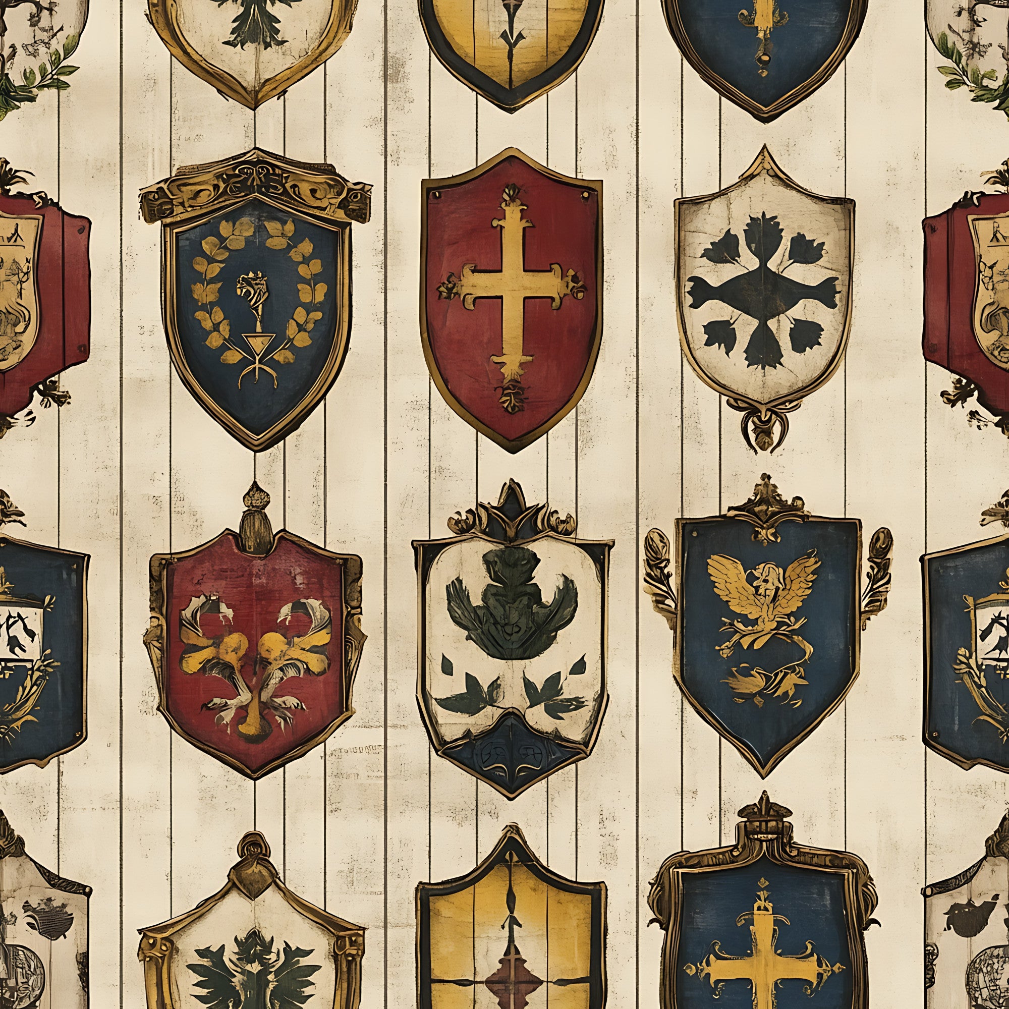 Rustic German Banners and Shields Pattern 12 Quilting Cotton Fabric ...