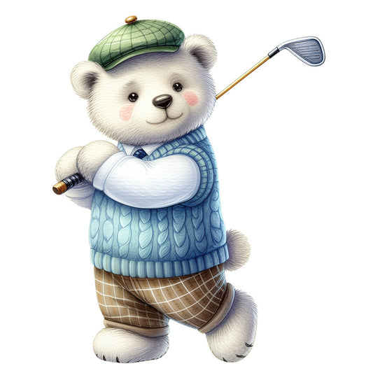 Golfing Bears Fabric Panel 2