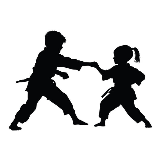 Karate Silhouette Fabric Panel 3