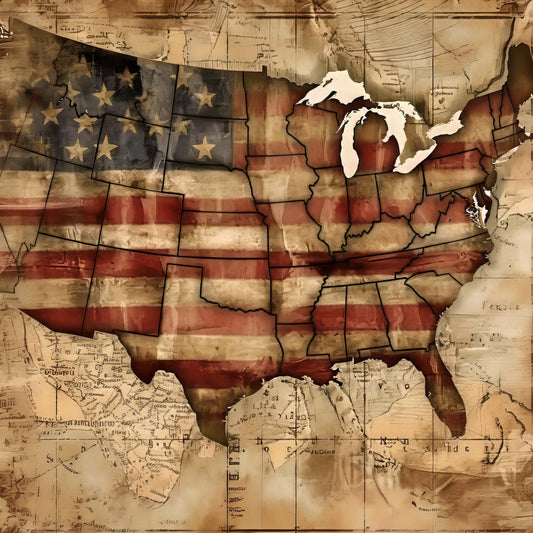 Vintage Patriotic Fabric Panel 26