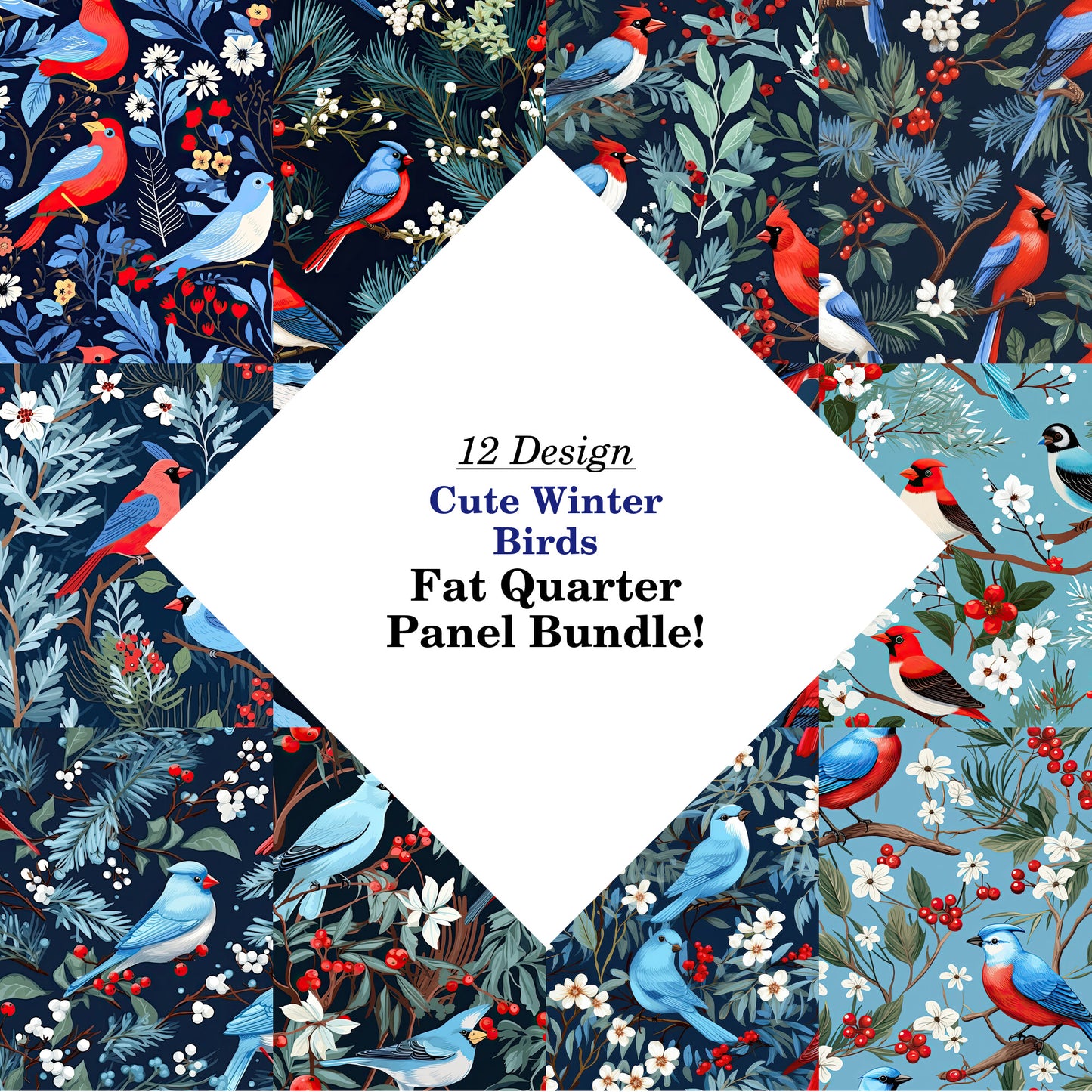 Cute Winter Birds Fat Quarter Bundle