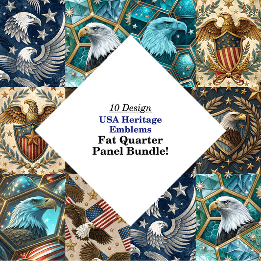 USA Heritage Emblems Fat Quarter Bundle