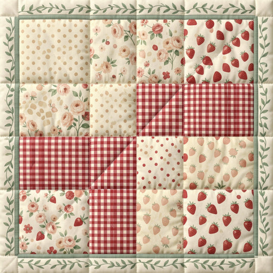 Strawberry Patchwork Fabric Panel 15
