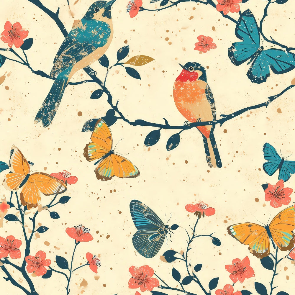 Daily Deal: Birds on Branches Pattern 2 Quilting Cotton Fabric - 45" x 2 Yards"
