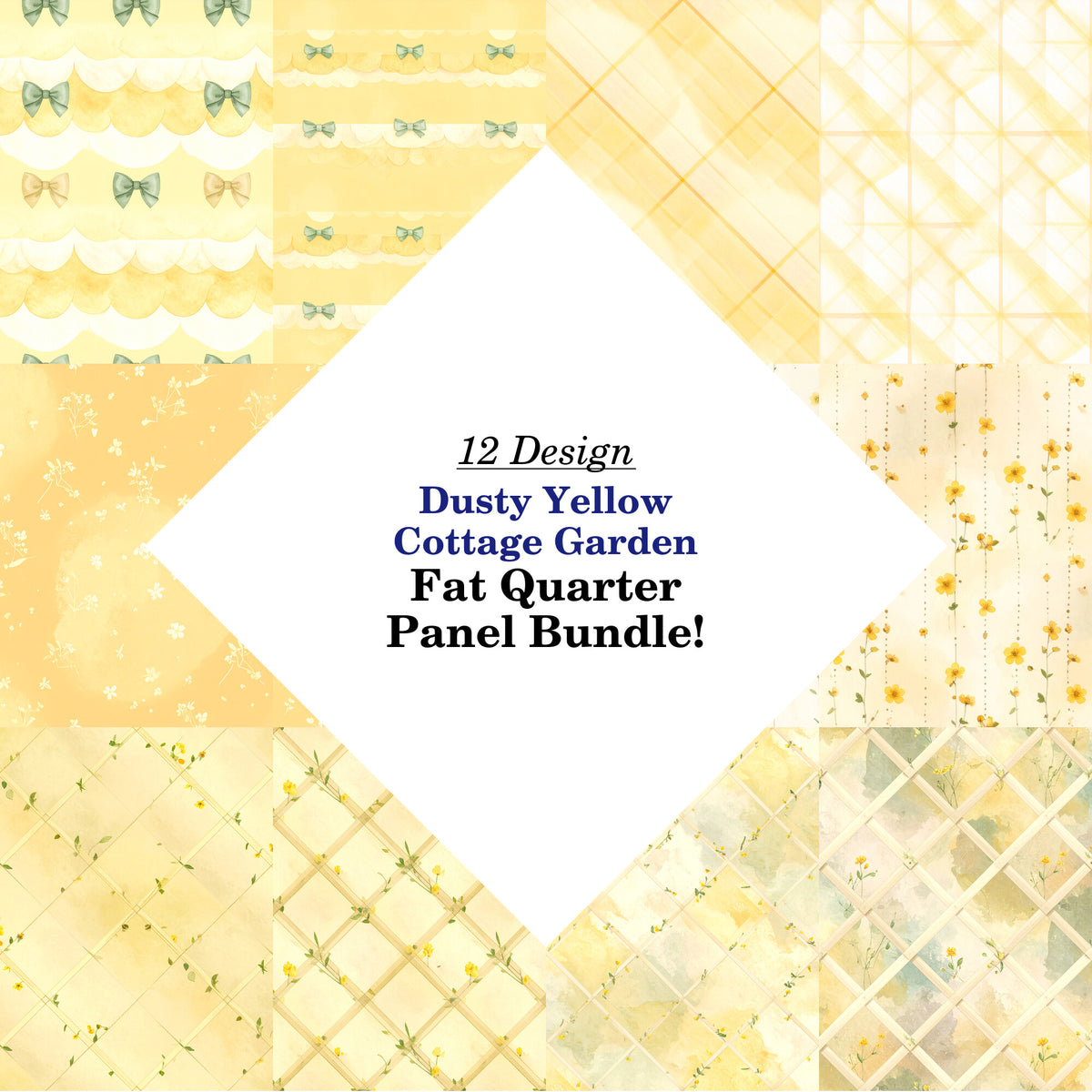 Dusty Yellow Cottage Garden Fat Quarter Bundle
