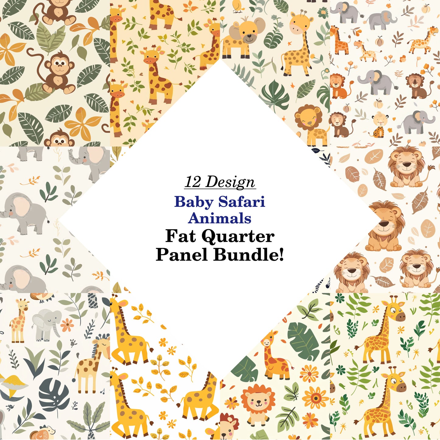 Baby Safari Animals Fat Quarter Bundle