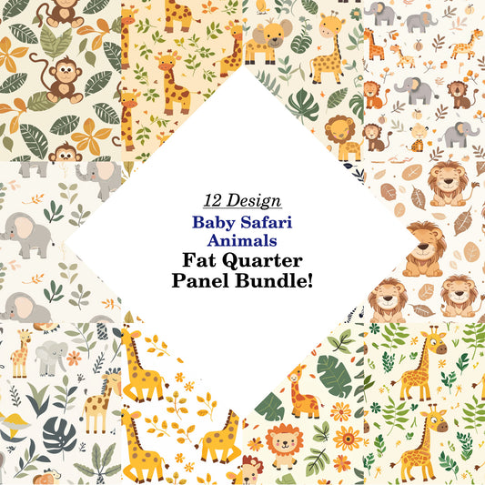 Baby Safari Animals Fat Quarter Bundle